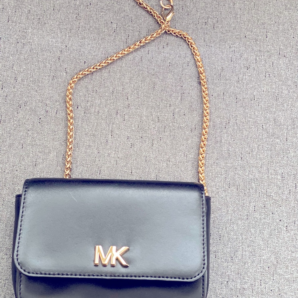 Michael Kors Black Shoulder Bag with Gold Chain